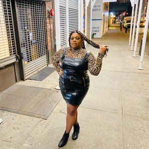 Faux Leather Overall Dress